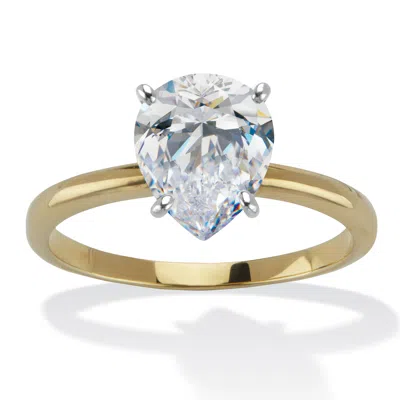 Palm Beach Jewelry 2.4 Tcw Pear Cut Cubic Zirconia 18k Gold-plated Solitaire Engagement Ring In White