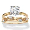 Palm Beach Jewelry 2.40 Cttw. 2-piece Yellow Gold-plated Round Cubic Zirconia Wedding Ring Set In White