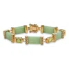 Palm Beach Jewelry 2.40 Cttw. Green Jade & Peridot Gold-plated Sterling Silver Bracelet 8" In Green