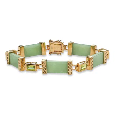Palm Beach Jewelry 2.40 Cttw. Green Jade & Peridot Gold-plated Sterling Silver Bracelet 8"