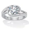 Palm Beach Jewelry 2.40 Cttw. Round-cut Cubic Zirconia Platinum Over Silver Swirl Engagement Ring