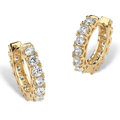 Palm Beach Jewelry 2.40 Tcw Cubic Zirconia Huggie-hoop Earrings Gold-plated (.5") In White