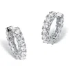 Palm Beach Jewelry 2.40 Tcw Cubic Zirconia Silvertone Hoop Earrings With Surgical Steel Posts (.5") In White