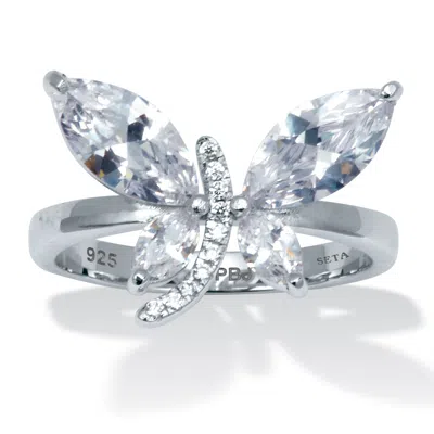Palm Beach Jewelry 2.41 Tcw Cz Sterling Silver Dragonfly Ring In White