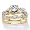 Palm Beach Jewelry 2.42 Tcw Cubic Zirconia 18k Gold/.925 Ring Set In Yellow