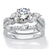 Palm Beach Jewelry 2.42 Tcw Cubic Zirconia Platinum/.925 Ring Set In White