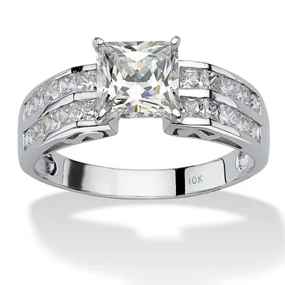 Palm Beach Jewelry 2.42 Tcw Princess-cut Cubic Zirconia 10k White Gold Engagement Anniversary Ring