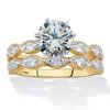 Palm Beach Jewelry 2.43 Cttw. Round-cut Cz Two-tone Gold-plated Silver 2 Piece Bridal Ring Set