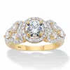 Palm Beach Jewelry 2.44 Cttw. Round Cubic Zirconia Gold-plated Sterling Silver Halo Engagement Ring