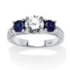 Palm Beach Jewelry 2.47 Cttw. Cubic Zirconia And Simulated Sapphire Sterling Silver 3-stone Ring In White