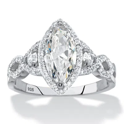Palm Beach Jewelry 2.48 Tcw Cz .925 Silver Marquise Engagement Ring In White