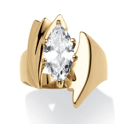 Palm Beach Jewelry 2.48 Tcw Marquise-cut Cubic Zirconia Angled Ring Gold Ion Plated In White