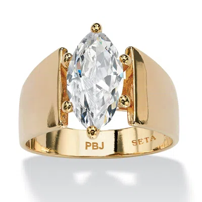 Palm Beach Jewelry 2.48 Tcw Marquise-cut Cubic Zirconia Solitaire Ring In Gold-plated In White