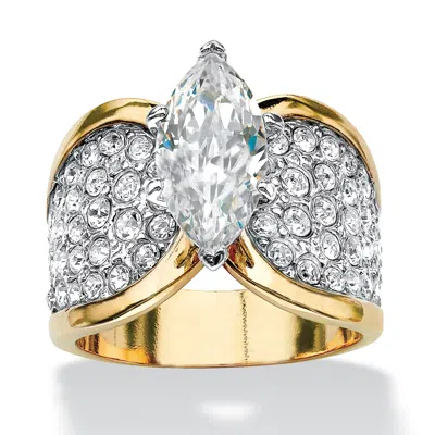 Palm Beach Jewelry 2.48 Tcw Marquise-cut Cz & Crystal Gold-plated Engagement Ring In White