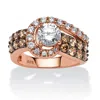 Palm Beach Jewelry 2.49 Tcw Round Cz And Brown Cz Ring In Rose Gold-plated Sterling Silver In Silver