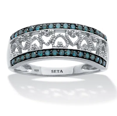 Palm Beach Jewelry .25 Tcw Blue Diamond Sterling Silver Interchanging Heart Ring