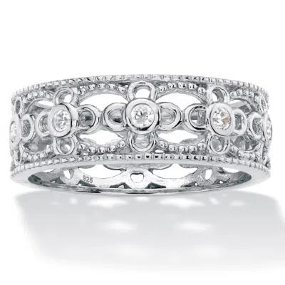 Palm Beach Jewelry .25 Tcw Cz .925 Sterling Silver Filigree Band In White