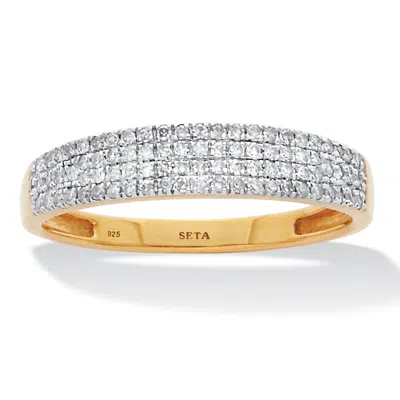 Palm Beach Jewelry .25 Tcw Diamond 18k Gold-plated Sterling Silver Pave Multi-row Wedding Ring In White
