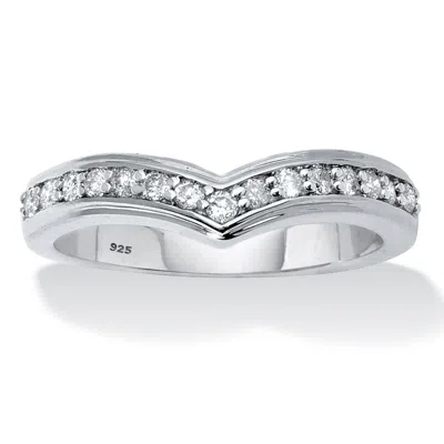Palm Beach Jewelry .25 Tcw Diamond Sterling Silver Chevron Ring In White