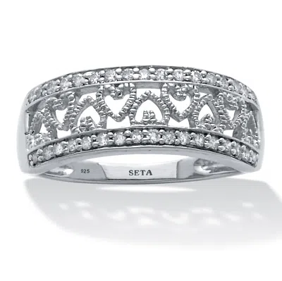 Palm Beach Jewelry .25 Tcw Diamond Sterling Silver Interchanging Heart Promise Ring In White