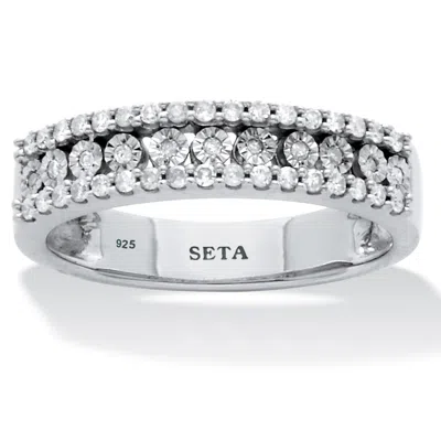 Palm Beach Jewelry .25 Tcw Diamond Sterling Silver Multi-row Ring In White