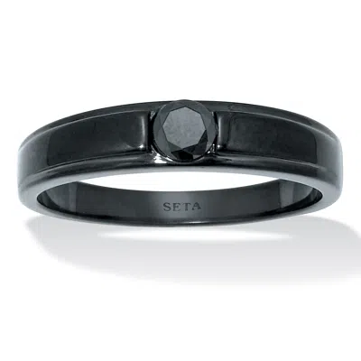 Palm Beach Jewelry .25 Tcw Men's Round Black Cubic Zirconia Black Ion-plated Stainless Steel Ring