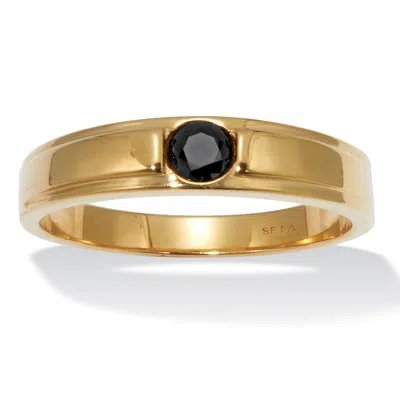 Palm Beach Jewelry .25 Tcw Men's Round Black Cubic Zirconia Gold Ion-plated Stainless Steel Ring