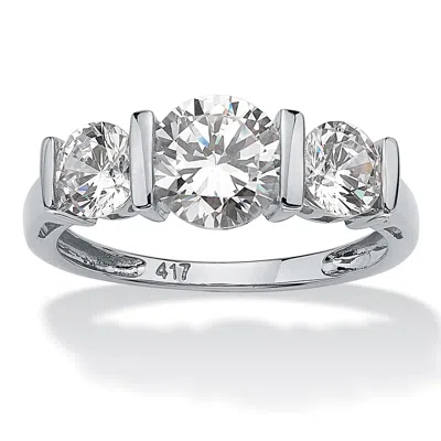 Palm Beach Jewelry 2.50 Tcw Cz Solid 10k White Gold 3-stone Ring