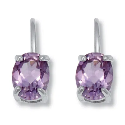 Palm Beach Jewelry 2.50 Tcw Oval Cut Genuine Amethyst And Cubic Zirconia Sterling Silver Earrings In Purple