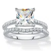 Palm Beach Jewelry 2.51 Cttw. Cubic Zirconia Platinum-plated Silver 2-piece Bridal Ring Set In White