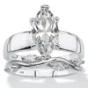 Palm Beach Jewelry 2.51 Tcw Cubic Zirconia .925 Silver 2-piece Solitaire And Vine Bridal Ring Set In White