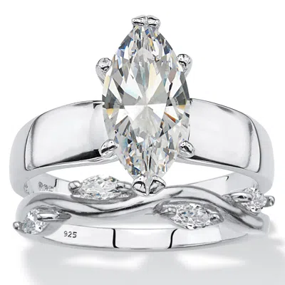 Palm Beach Jewelry 2.51 Tcw Cubic Zirconia .925 Silver 2-piece Solitaire And Vine Bridal Ring Set In White