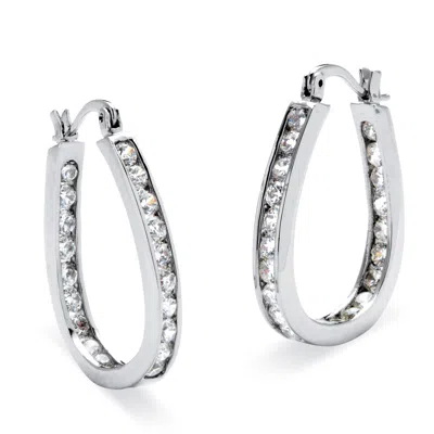 Palm Beach Jewelry 2.52 Tcw Cubic Zirconia Silvertone Inside-out Channel-set Hoop Earrings