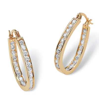 Palm Beach Jewelry 2.52 Tcw Round Cubic Zirconia Inside-out Hoop Earrings In Yellow Goldtone In White