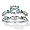 Palm Beach Jewelry 2.52 Tcw White And Green Cubic Zirconia Platinum-plated Silver Bridal Ring Set
