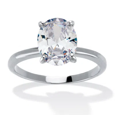 Palm Beach Jewelry 2.54 Tcw Cz Silvertone Oval Engagement Ring In White
