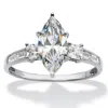 Palm Beach Jewelry 2.56 Cttw. Marquise-cut Solid 10k White Gold Cubic Zirconia Engagement Ring In White