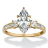 Palm Beach Jewelry 2.56 Cttw. Solid 10k Yellow Gold Marquise-cut Cubic Zirconia Engagement Ring In White