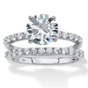 Palm Beach Jewelry 2.58 Cttw. Solid 10k White Gold Round Cubic Zirconia 2-piece Wedding Ring Set In White