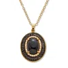 Palm Beach Jewelry 2.58 Tcw Oval Genuine Onyx And Cubic Zirconia Gold-plated Pendant 20 Inch In Black