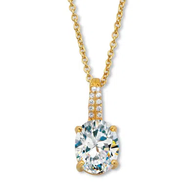 Palm Beach Jewelry 2.59 Cttw. Oval Cut Cz Two Tone Gold-plated Silver Pendant With 18-20" Chain