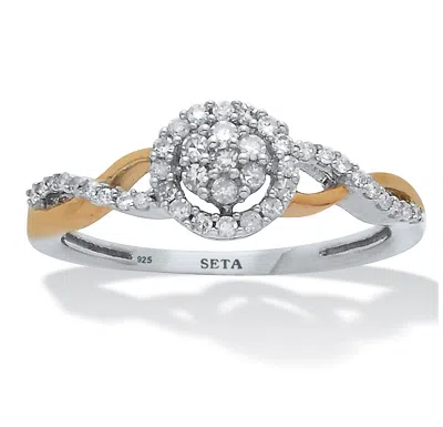 Palm Beach Jewelry .26 Tcw Diamond Tutone Sterling Silver Halo Twist Ring In White