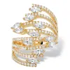 Palm Beach Jewelry 2.61 Tcw Marquise-cut Cubic Zirconia Gold-plated Wraparound Leaf Ring