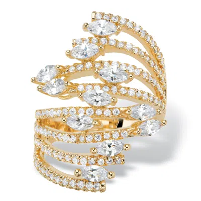 Palm Beach Jewelry 2.61 Tcw Marquise-cut Cubic Zirconia Gold-plated Wraparound Leaf Ring In White
