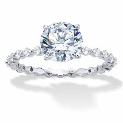 Palm Beach Jewelry 2.63 Cttw. Cubic Zirconia Platinum-plated Sterling Silver Banded Engagement Ring In White