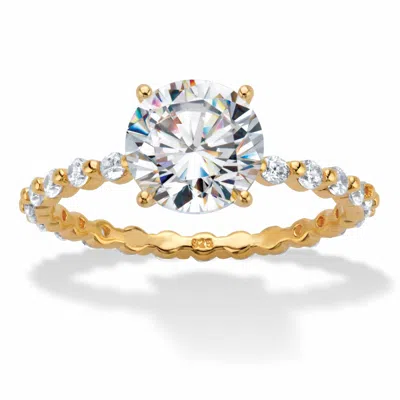 Palm Beach Jewelry 2.63 Cttw. Cubic Zirconia Two-tone 18k Gold-plated Silver Engagement Ring In White