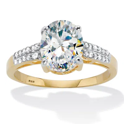 Palm Beach Jewelry 2.64 Cttw. Oval Cut Cubic Zirconia Gold-plated Sterling Silver Engagement Ring In White