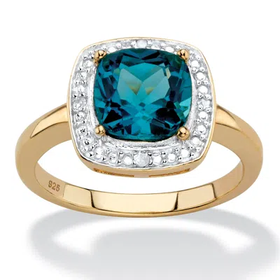 Palm Beach Jewelry 2.64 Tcw Genuine Topaz Diamond Accent 14k Gold-plated Sterling Silver Halo Ring In Blue