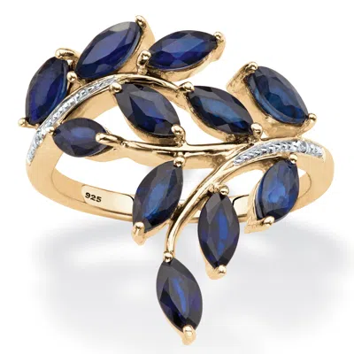 Palm Beach Jewelry 2.65 Tcw Genuine Marquise-cut Blue Sapphire Ring 18k Gold-plated Sterling Silver