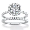 Palm Beach Jewelry 2.65 Tcw Marquise Cubic Zirconia Platinum Plated .925 Silver 2-pc. Halo Ring Set In White